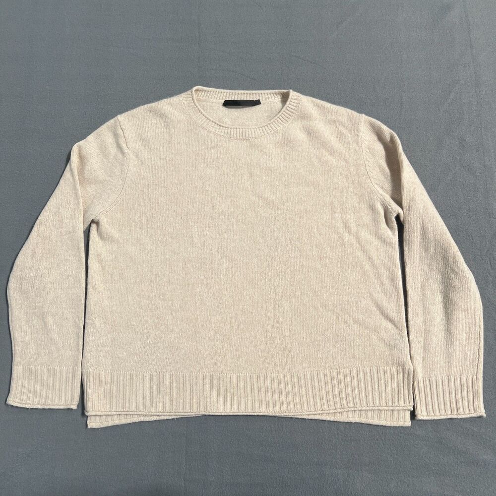 Jenni Kayne Sweater Men's Medium Beige Wool Blend Long Sleeve Crewneck Pullover